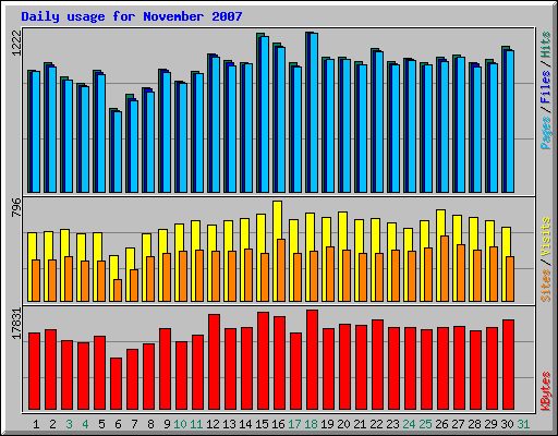 Daily usage for November 2007